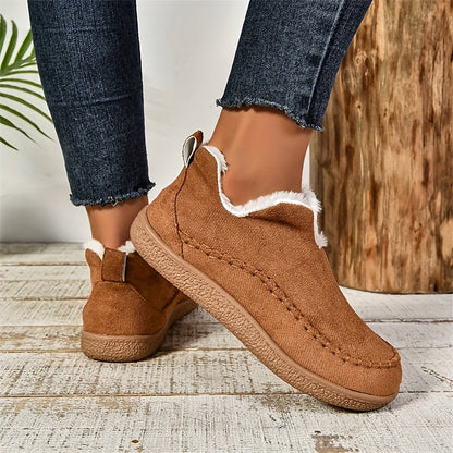 Women's Cozy Fleece-Lined Slip-On Ankle Boots