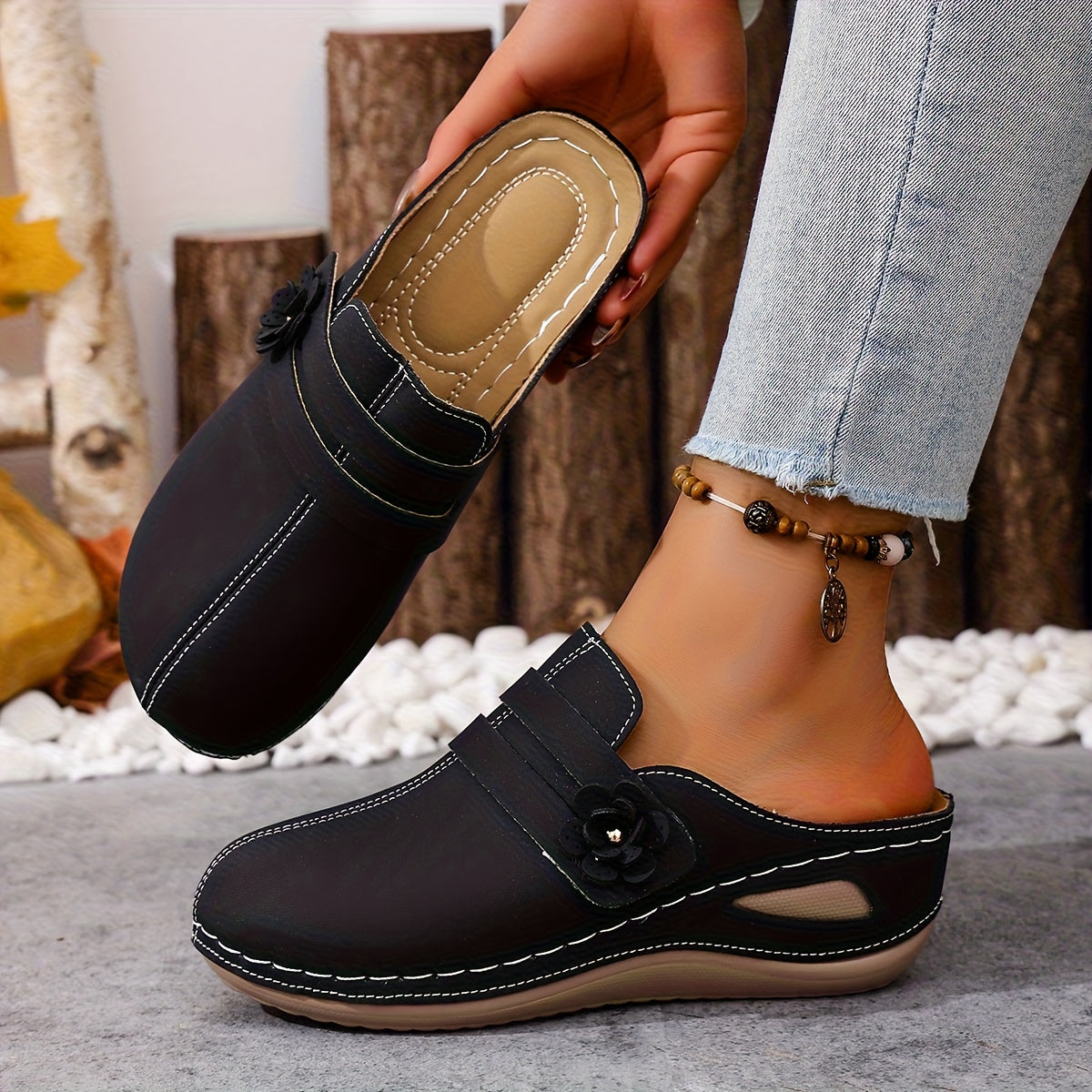 Wide Toe Orthopedic Comfort Mules.