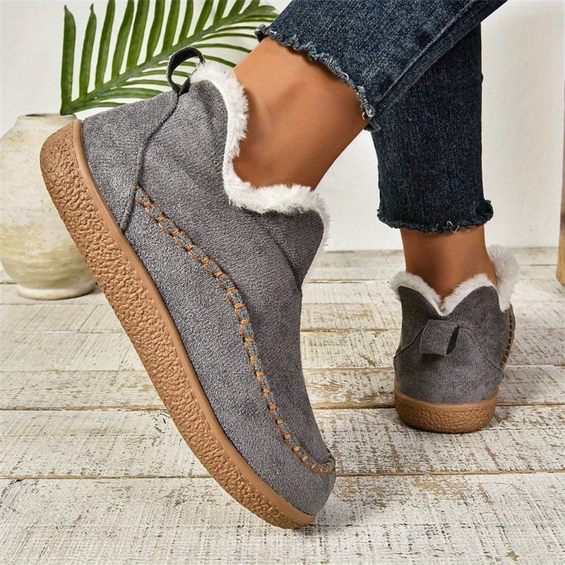 Women's Cozy Fleece-Lined Slip-On Ankle Boots