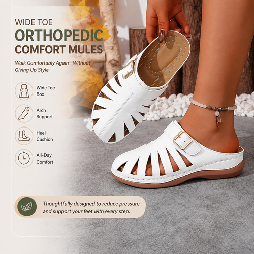 Wide Toe Orthopedic Comfort Mules