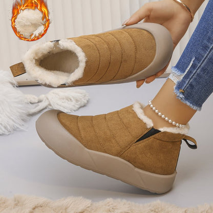 Women’s Waterproof Cotton Snow Boots – Soft Sole Warm Winter Ankle Boots