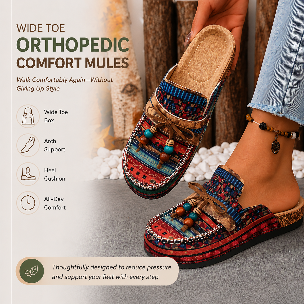 Wide Toe Orthopedic Comfort Mules ⭐⭐⭐⭐⭐