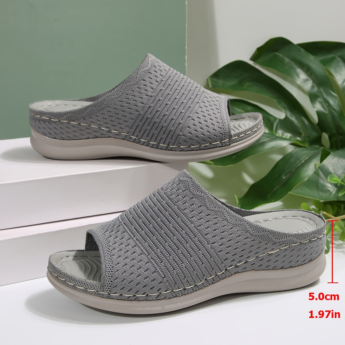 Women's orthopedic wedge slides featuring arch support, comfortable for walking and working.