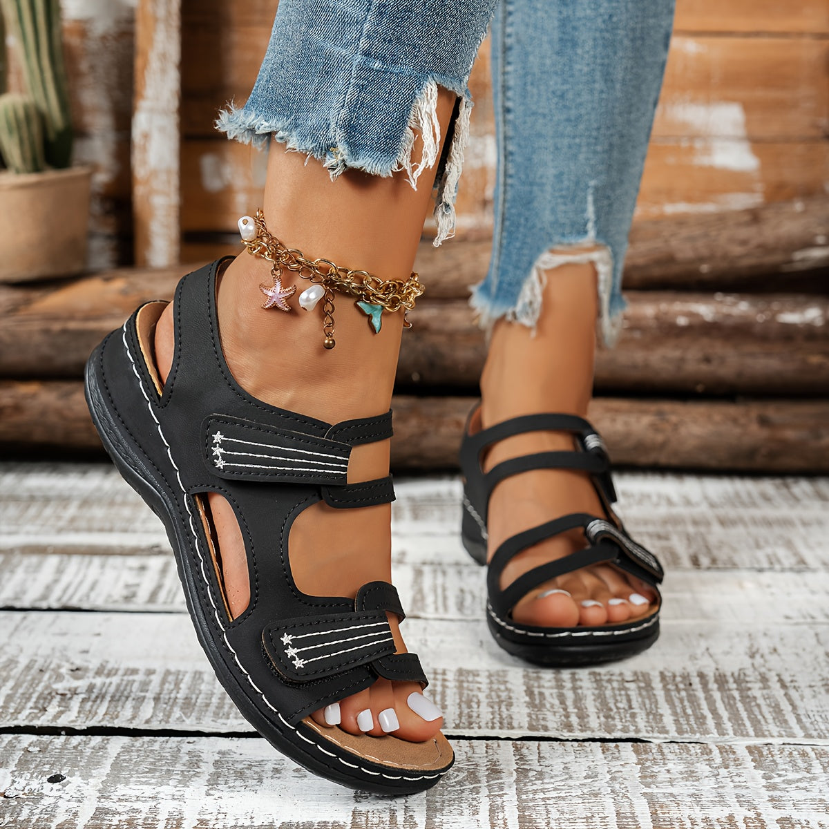 Women's orthopedic sandals with thick, comfortable, and soft soles.