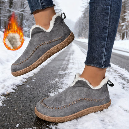 Women's Cozy Fleece-Lined Slip-On Ankle Boots